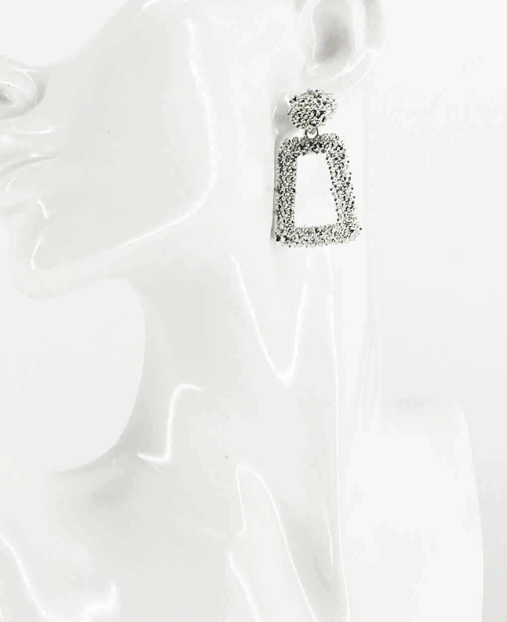 Large Metal Geometric Dangle Stud Earrings - E19-3113