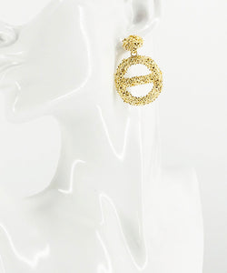 Large Metal Geometric Dangle Stud Earrings - E19-3116