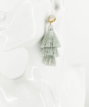 Load image into Gallery viewer, Druzy and Tassel Pendant Stud Earrings - E19-3141