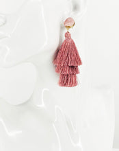 Load image into Gallery viewer, Druzy and Tassel Pendant Stud Earrings - E19-3142
