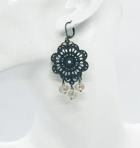 Metal and Glass Bead Drop Earrings - E19-333