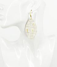 Load image into Gallery viewer, Metallic Gold and White Leather Earrings - E19-3354