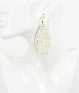 Metallic Gold and White Leather Earrings - E19-3354