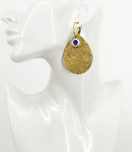 Load image into Gallery viewer, Metallic Gold Hair On and Rhinestone Hoop Earrings - E19-3434