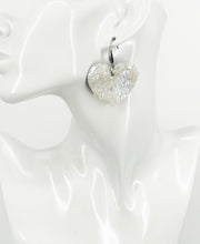 Load image into Gallery viewer, Silver Hair On Heart Leather Earrings - E19-3512
