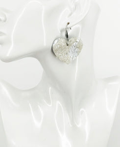 Silver Hair On Heart Leather Earrings - E19-3512