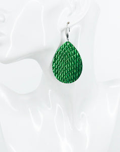 Emerald Green Amazon Cobra Leather Earrings - E19-3513