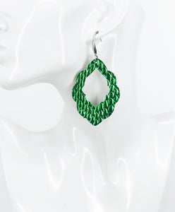 Emerald Green Amazon Cobra Leather Earrings - E19-3526