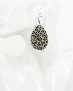 Metallic Gray Leopard Leather Earrings - E19-3532