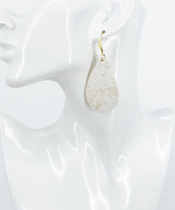 Distressed White Leather Earrings - E19-3536