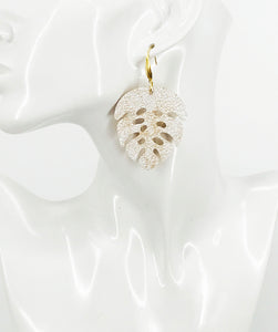 Distressed White Leather Earrings - E19-3540