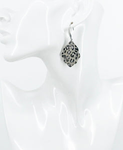 Metallic Gray Leather Earrings - E19-3544