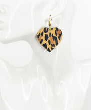 Load image into Gallery viewer, Mini Tan Cheetah Leather Heart Earrings - E19-3546