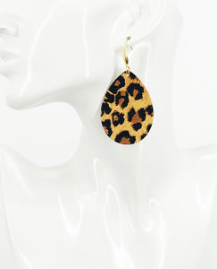 Mini Tan Cheetah Leather Earrings - E19-3547