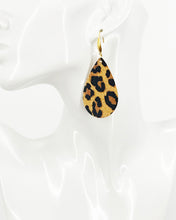 Load image into Gallery viewer, Mini Tan Cheetah Leather Earrings - E19-3552