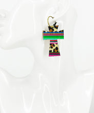 Load image into Gallery viewer, Reversable Cork and Wild Serape Leopard Leather Hoop Earrings - E19-3718
