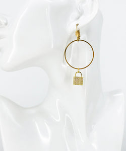 Pave Lock & Hoop Earrings - E19-3784
