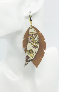 Genuine Brown Leather Layered Earrings - E19-381