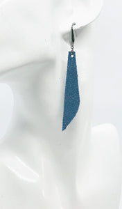 Blue Genuine Leather Drop Earrings - E19-411