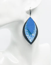 Load image into Gallery viewer, Brown and Blue Genuine Leather Earrings - E19-413