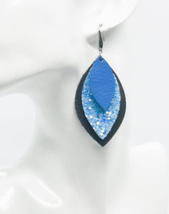 Brown and Blue Genuine Leather Earrings - E19-413