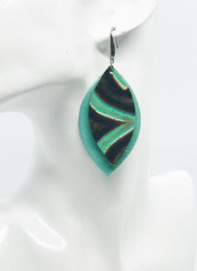 Mint and Teal Genuine Leather Earrings - E19-417