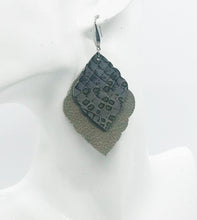 Load image into Gallery viewer, Snakeskin and Gray Leather Earrings - E19-421