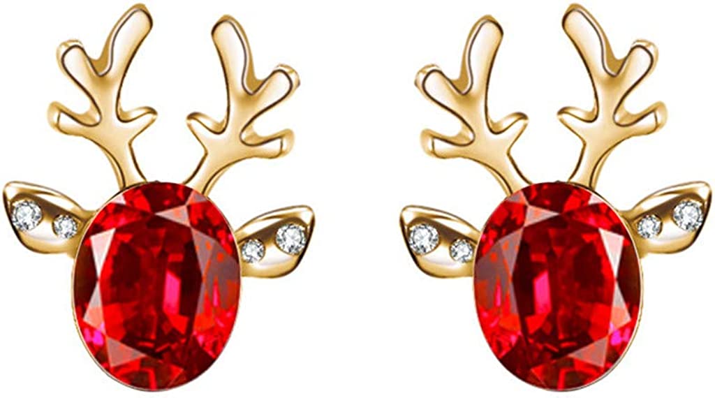 Christmas Reindeer Gemstone Stud Earrings - E19-4253