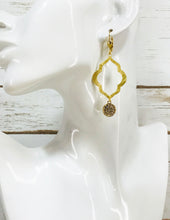 Load image into Gallery viewer, Brushed Gold &amp; Pave Pendant Earrings - E19-4353