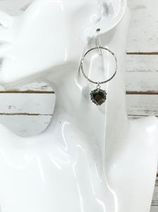 Rhinestone & Hoop Pendant Earrings - E19-4404