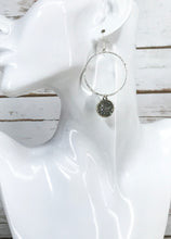 Load image into Gallery viewer, Pave Pendant &amp; Open Hoop Pendant Earrings - E19-4415