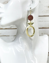 Load image into Gallery viewer, Pave &amp; Brushed Gold Pendant Earrings - E19-4421