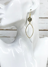 Load image into Gallery viewer, Rhinestone &amp; Brushed Gold Pendant Earrings - E19-4428