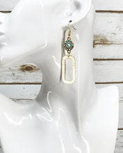 Load image into Gallery viewer, Rhinestone &amp; Brushed Gold Pendant Earrings - E19-4433