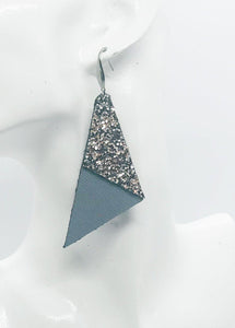 Neutral Gray and Bronze Glitter Earrings - E19-476