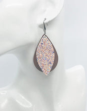 Load image into Gallery viewer, Genuine Brown Leather and Glitter Earrings - E19-491