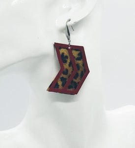 Red Leather and Leopard Leather Layered Earrings - E19-501