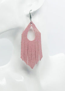 Pink Leather Frayed Earrings - E19-505