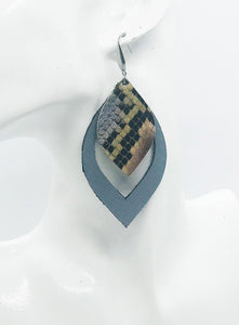Layered Genuine Leather Earrings - E19-510