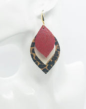 Load image into Gallery viewer, Coral and Baby Cheetah Genuine Leather Earrings - E19-511