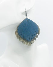 Load image into Gallery viewer, Platinum and Blue Genuine Leather Earrings - E19-526
