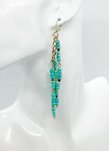 Load image into Gallery viewer, Teal and Gold Bead Tassel Earrings - E19-550
