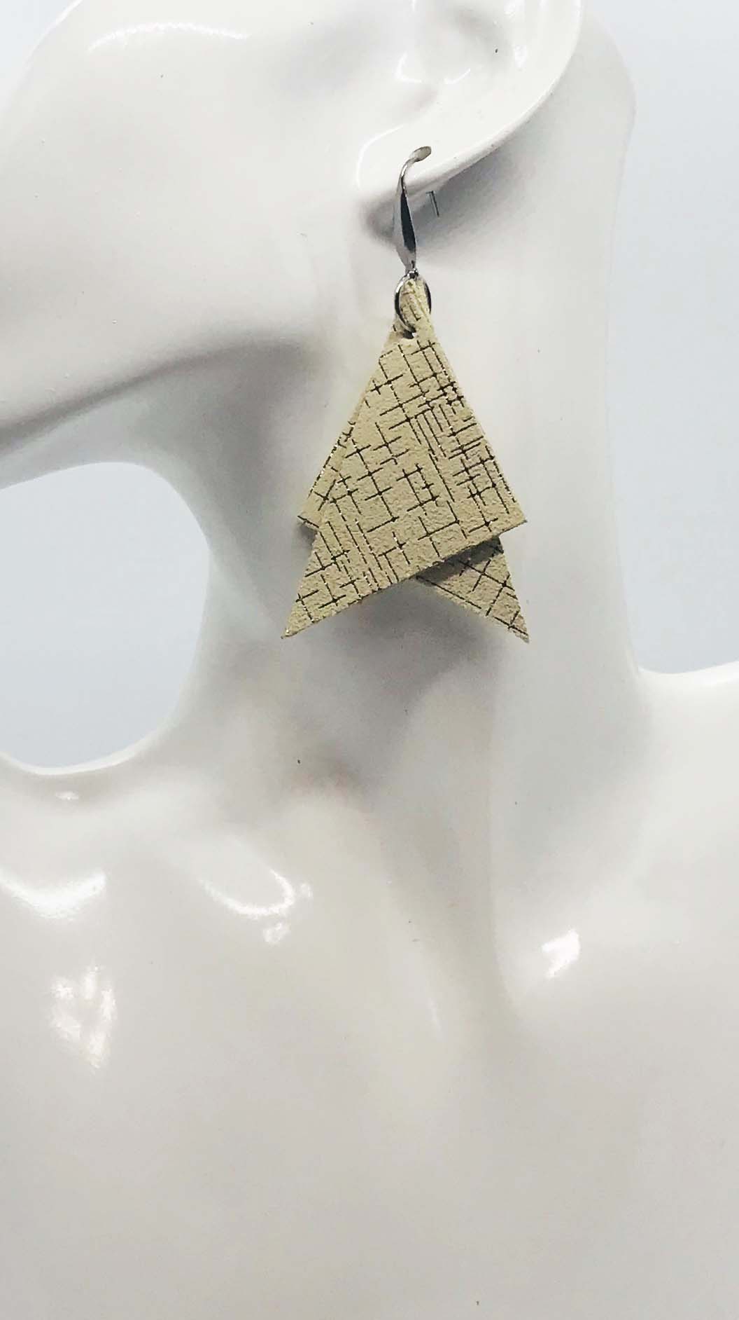 Rose Gold and Vanilla Cream Leather Earrings - E19-631