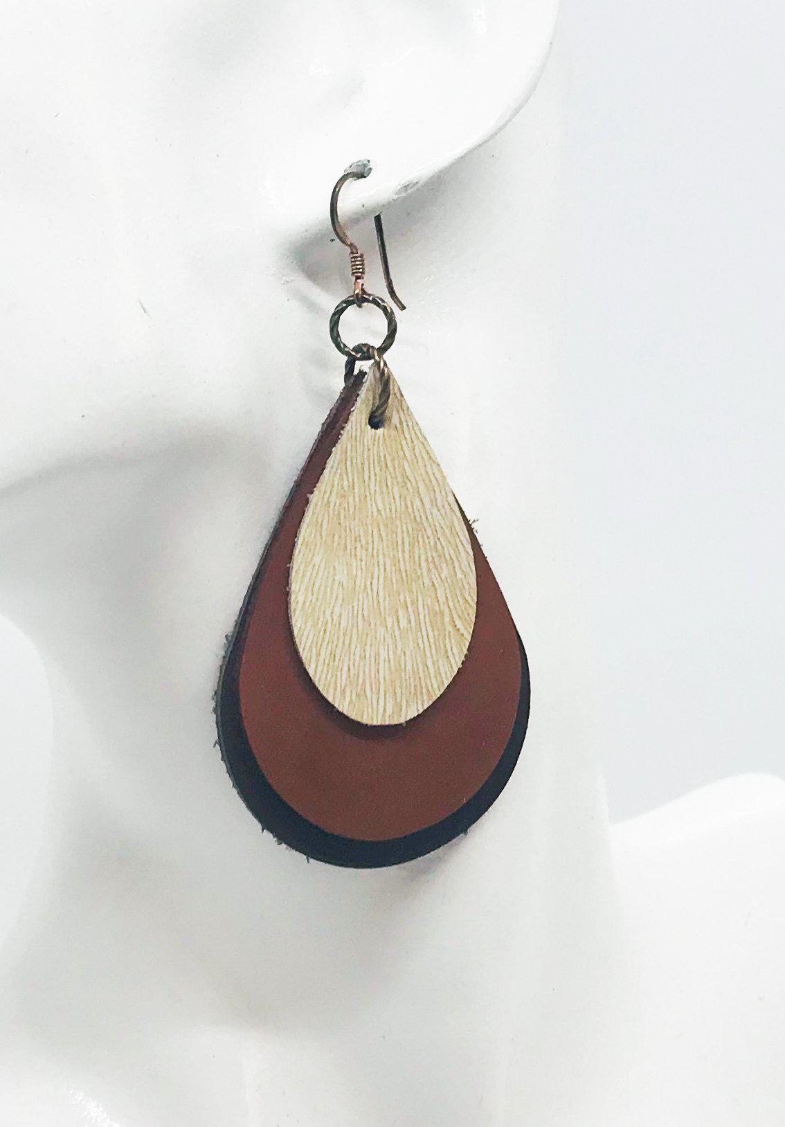 Triple Layred Genuine Leather Earrings - E19-646