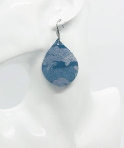 Denim Metallic Camo Leather Earrings - E19-679