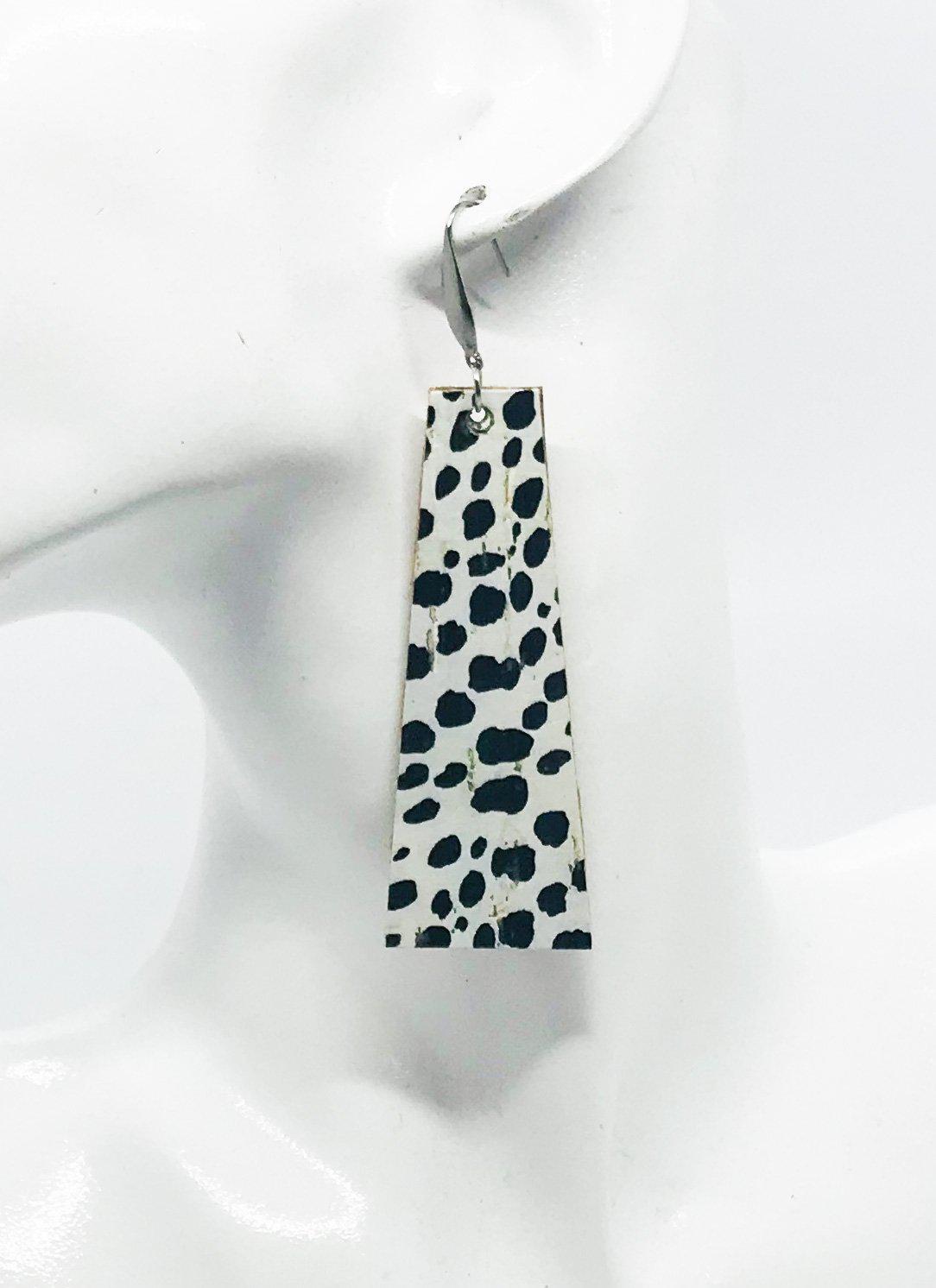 Black Cheetah Genuine Cork Leather Earrings - E19-686