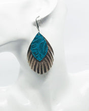 Load image into Gallery viewer, Rose Gold on Turquoise and Metallic Pink Leather Earrings - E19-694