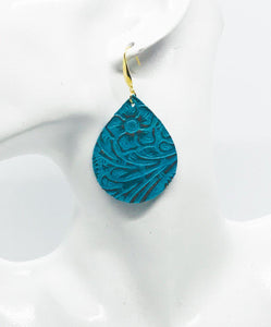 Rose Gold on Turquoise Leather Earrings - E19-697