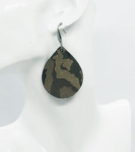 Chocolate Metallic Camo Leather Earrings - E19-710