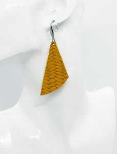Mustard Braided Fishtail Leather Earrings - E19-716